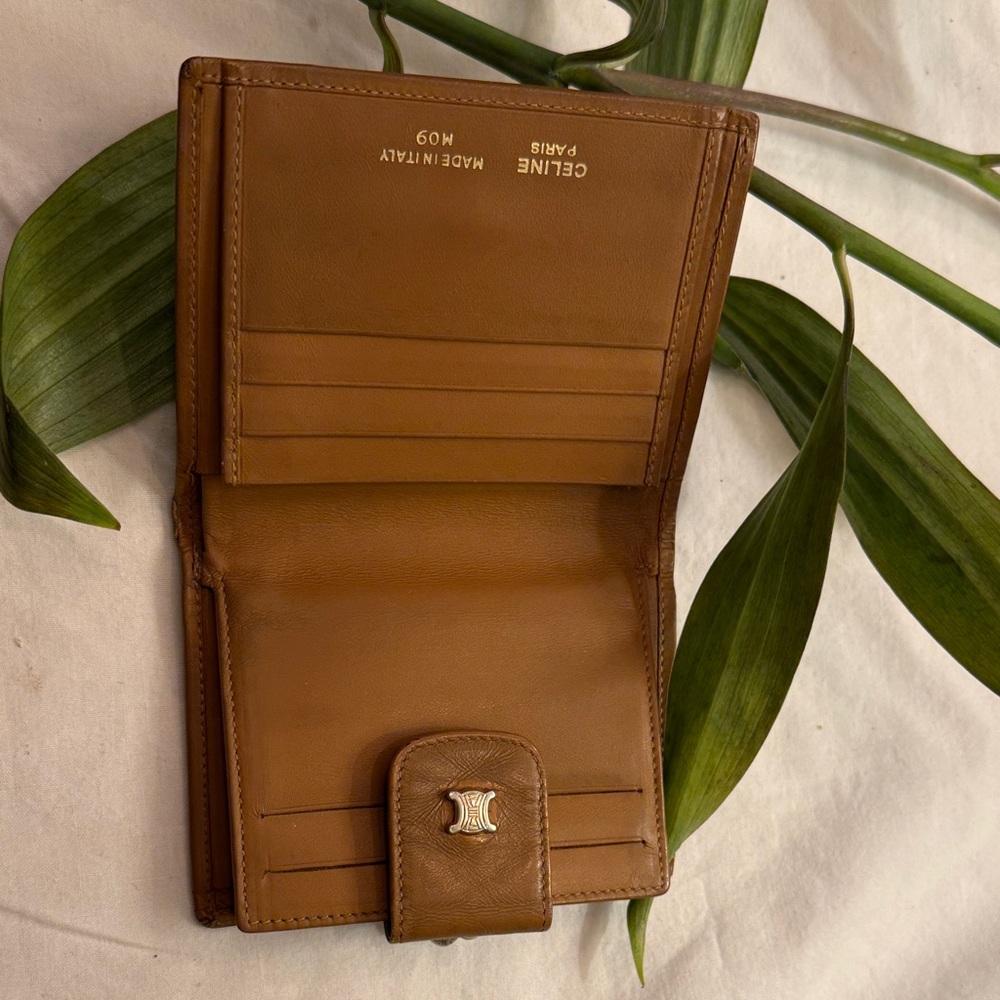 Celine Triomphe Monogram Compact Bifold Wallet in Tan/Brown - Picture 2 of 9